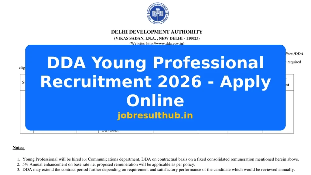 DDA Young Professional Recruitment 2026 - Apply Online - 2026 Posts