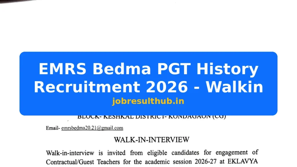 EMRS Bedma PGT History Recruitment 2026 - Walkin - 2026 Posts