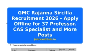 GMC Rajanna Sircilla Recruitment 2026 - Apply Offline for 37 Professor, CAS Specialist and More Posts - 2026 Posts
