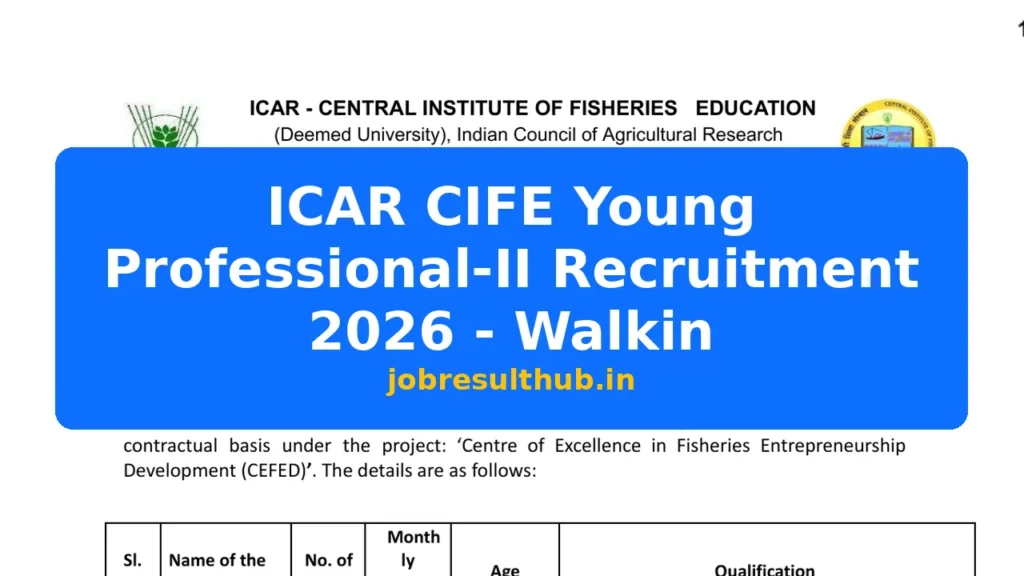 ICAR CIFE Young Professional-II Recruitment 2026 - Walkin - 2026 Posts