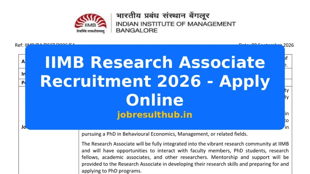 IIMB Research Associate Recruitment 2026 - Apply Online - 2026 Posts