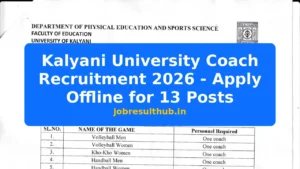 Kalyani University Coach Recruitment 2026 - Apply Offline for 13 Posts - 2026 Posts