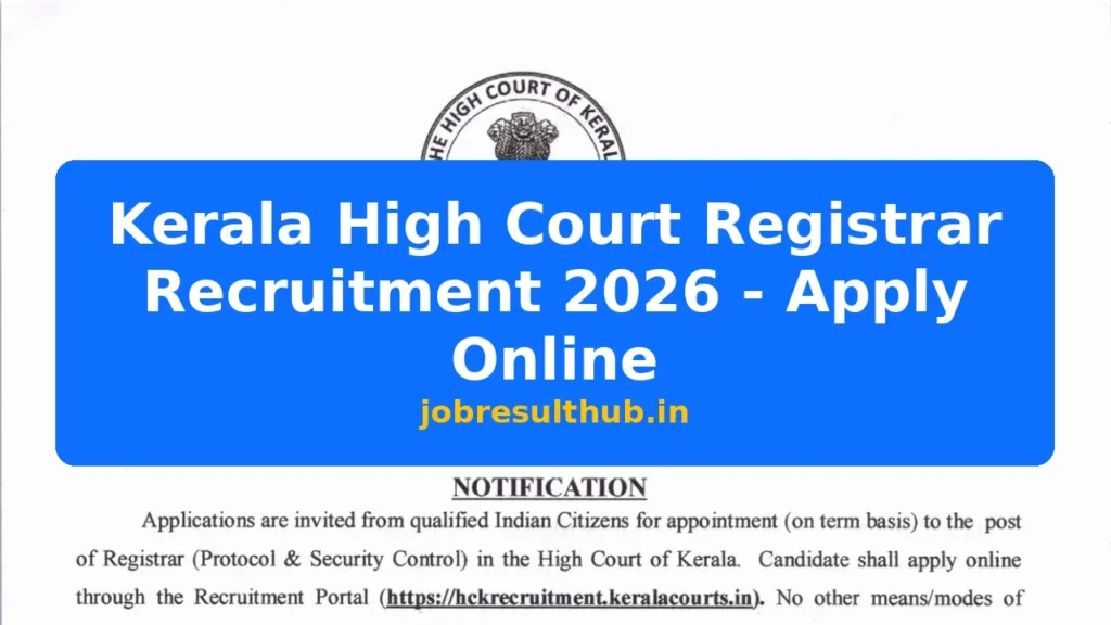 Kerala High Court Registrar Recruitment 2026 - Apply Online - 2026 Posts