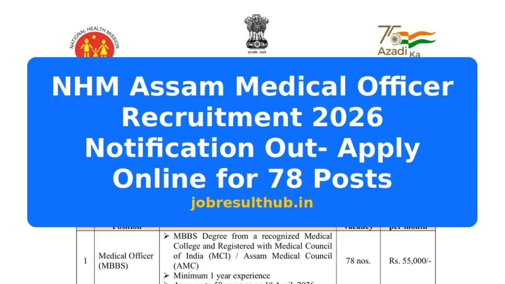 NHM Assam Medical Officer Recruitment 2026 Notification Out- Apply Online for 78 Posts - 2026 Posts