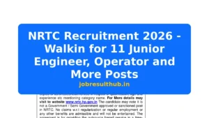 NRTC Recruitment 2026 - Walkin for 11 Junior Engineer, Operator and More Posts - 2026 Posts