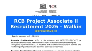 RCB Project Associate II Recruitment 2026 - Walkin - 2026 Posts