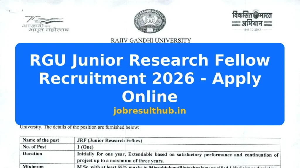 RGU Junior Research Fellow Recruitment 2026 - Apply Online - 2026 Posts