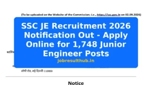 SSC JE Recruitment 2026 Notification Out - Apply Online for 1,748 Junior Engineer Posts - 2026 Posts