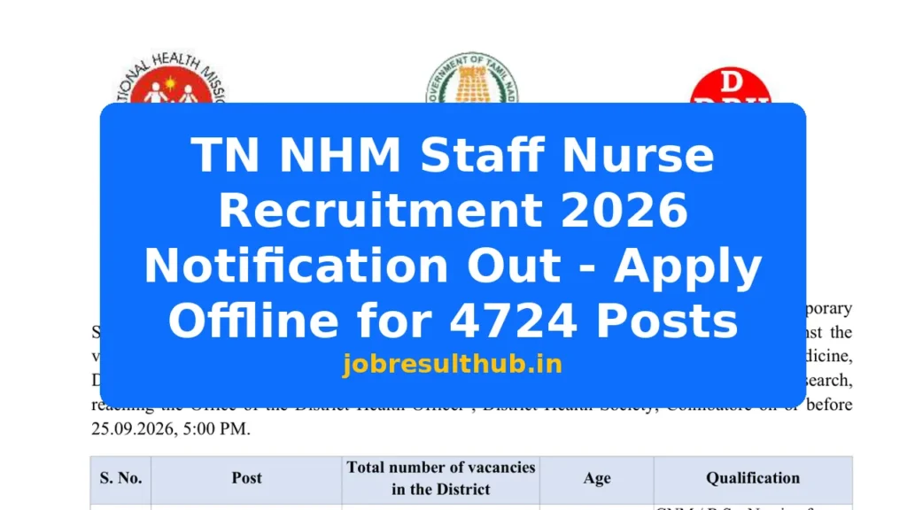 TN NHM Staff Nurse Recruitment 2026 Notification Out - Apply Offline for 4724 Posts - 2026 Posts
