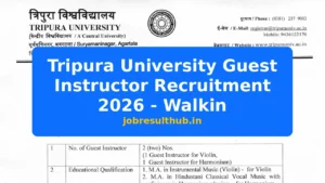 Tripura University Guest Instructor Recruitment 2026 - Walkin - 2026 Posts