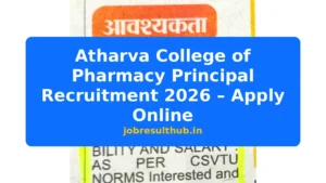 Atharva College of Pharmacy Principal Recruitment 2026 – Apply Online - 1 Posts