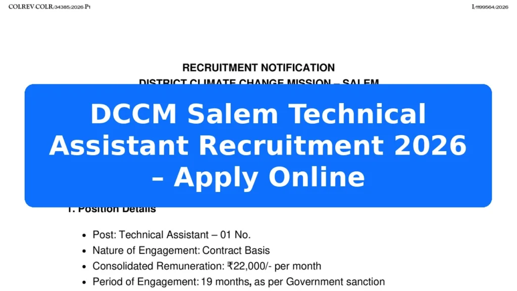 DCCM Salem Technical Assistant Recruitment 2026 – Apply Online Featured Image