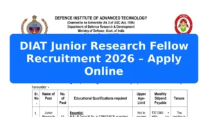 DIAT Junior Research Fellow Recruitment 2026 – Apply Online Featured Image