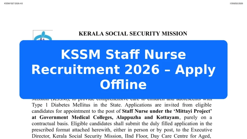 KSSM Staff Nurse Recruitment 2026 – Apply Offline Featured Image