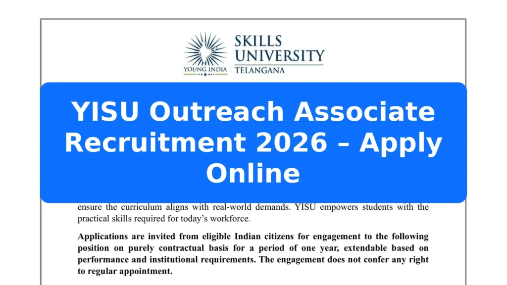YISU Outreach Associate Recruitment 2026 – Apply Online Featured Image